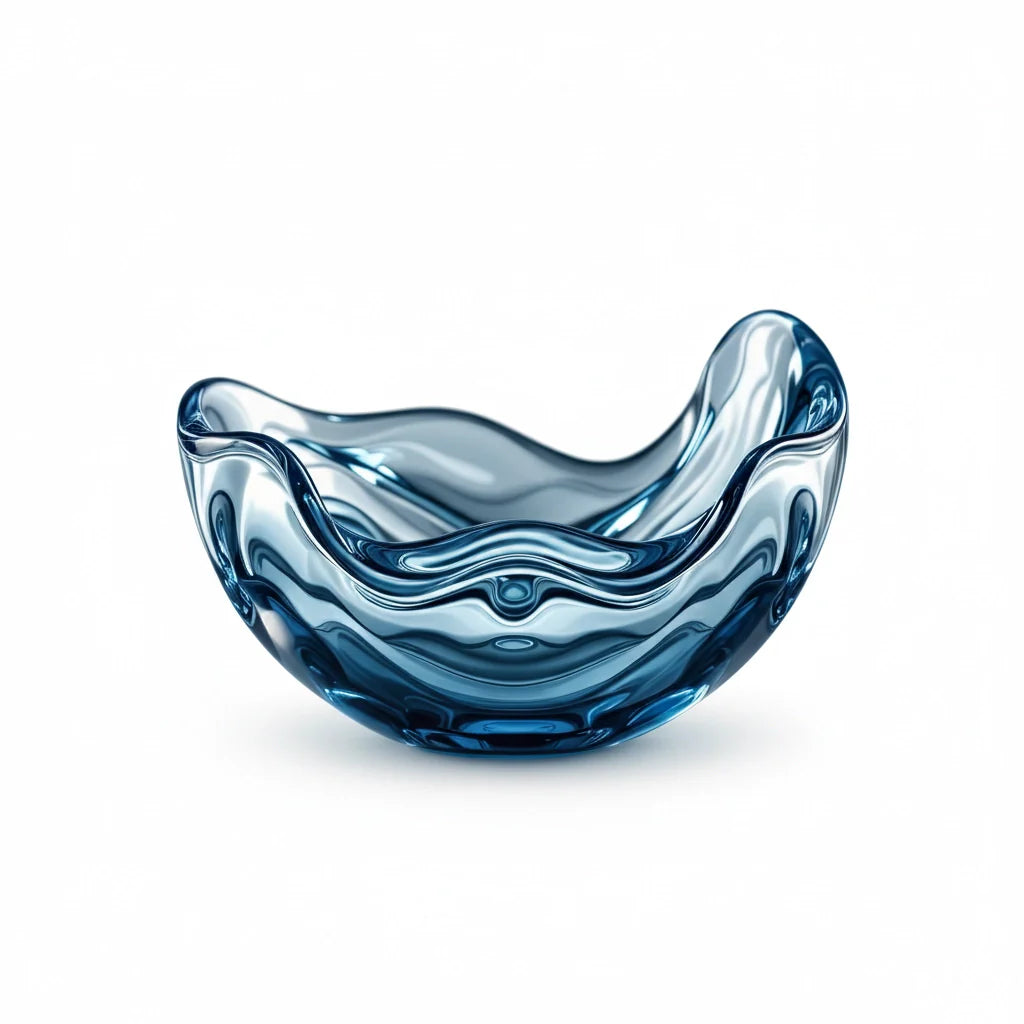Cast Glass Sculptural Centerpiece Bowl