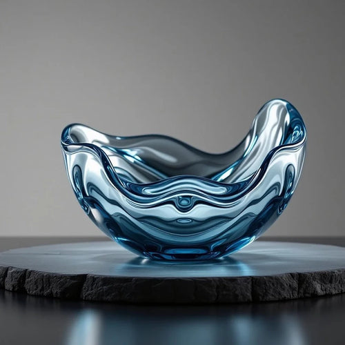 Cast Glass Sculptural Centerpiece Bowl