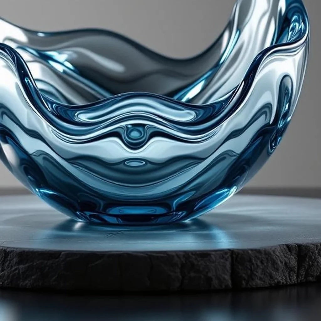 Cast Glass Sculptural Centerpiece Bowl