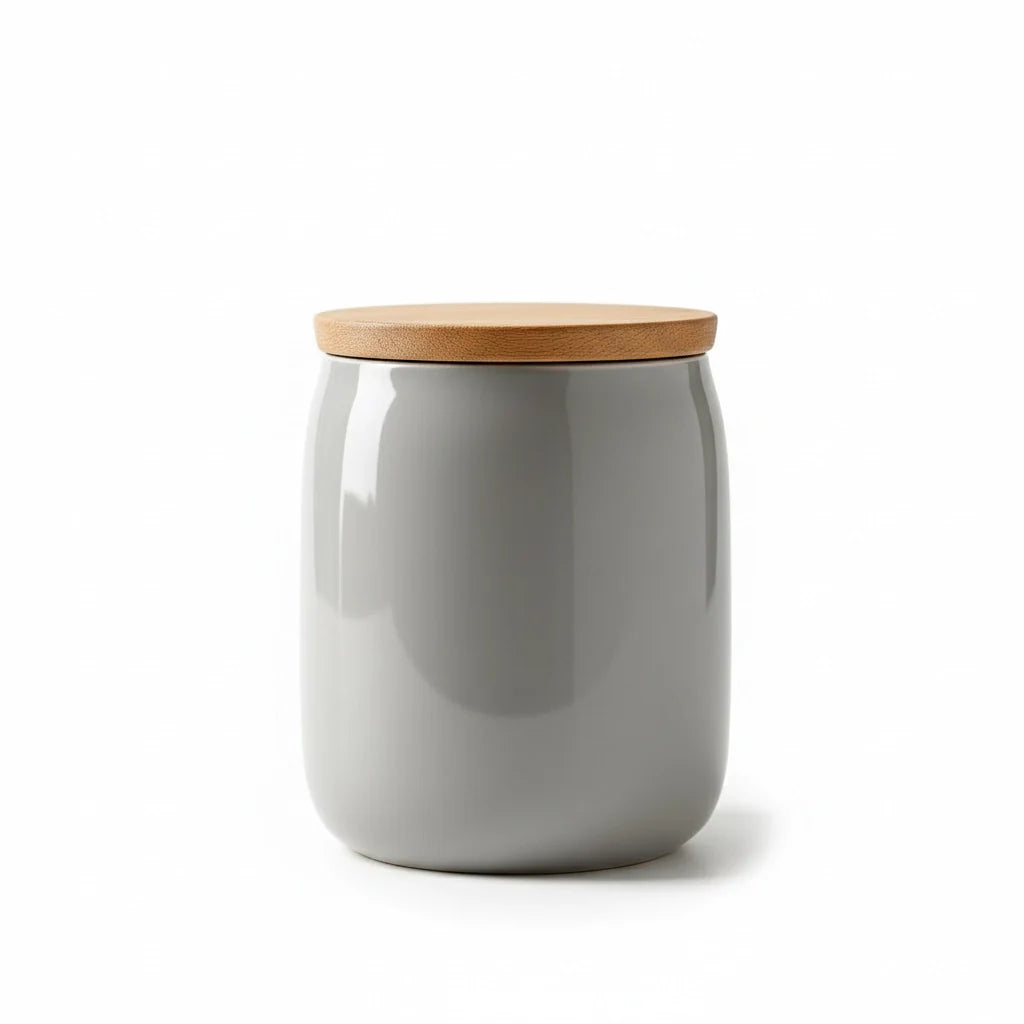 Ceramic Cookie Jar with Wooden Lid