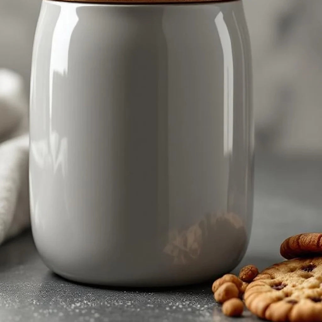 Ceramic Cookie Jar with Wooden Lid
