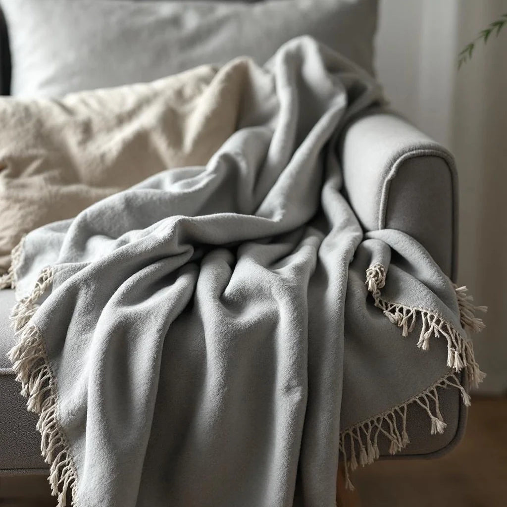 Cotton Throw Blanket with Fringe