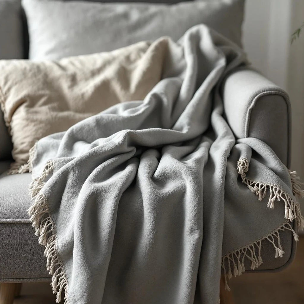 Cotton Throw Blanket with Fringe