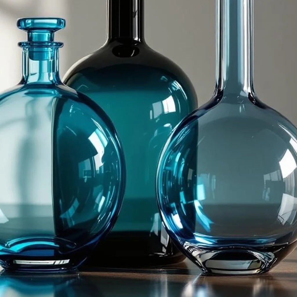 Handblown Glass Decorative Bottle Trio