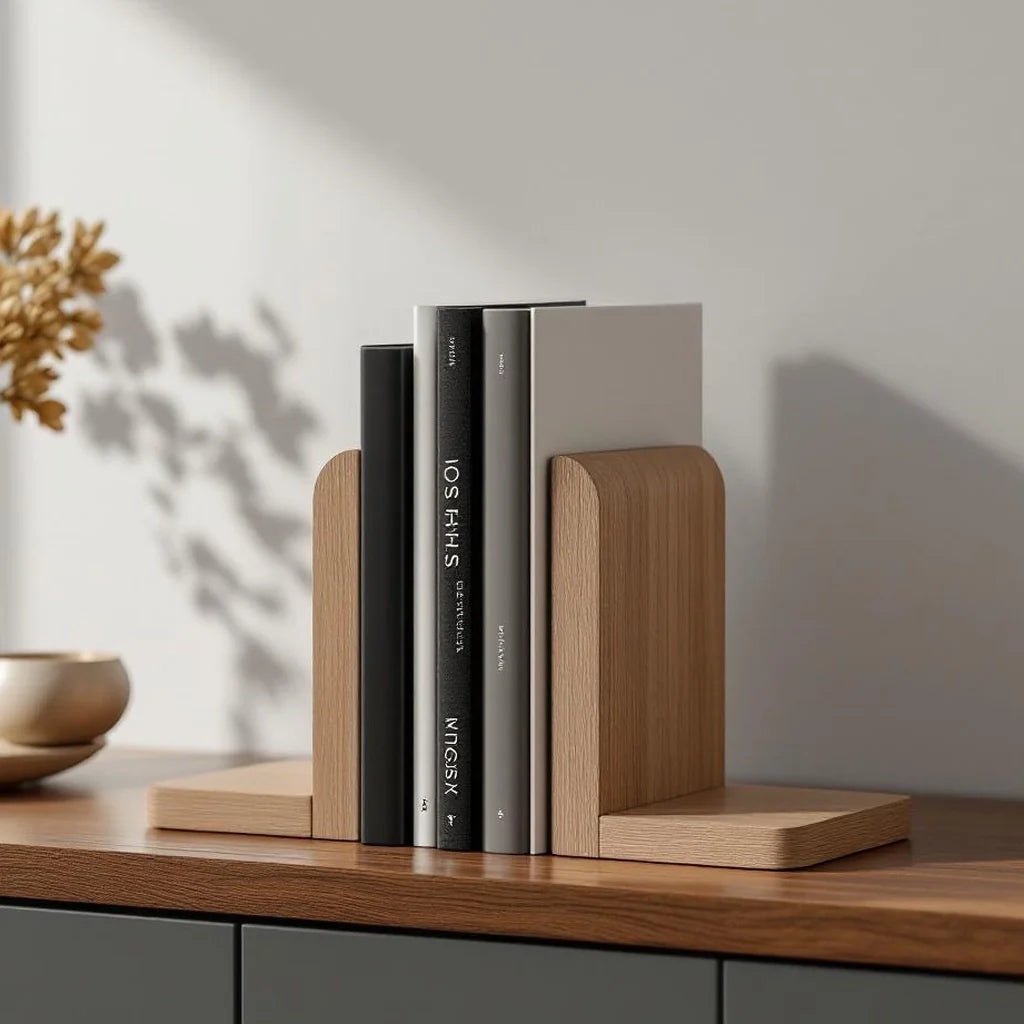 Minimalist Wooden Bookends Set