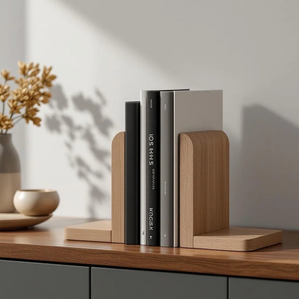 Minimalist Wooden Bookends Set