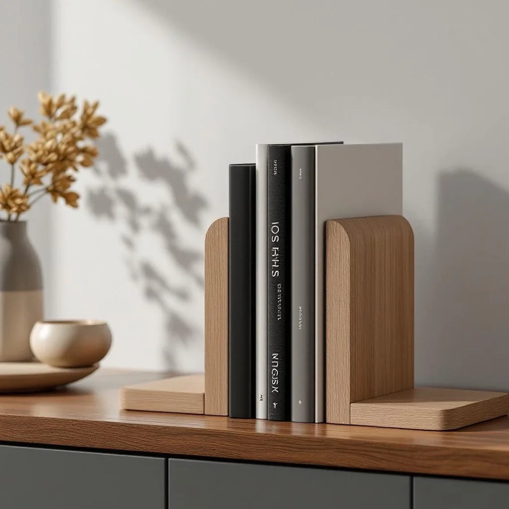 Minimalist Wooden Bookends Set
