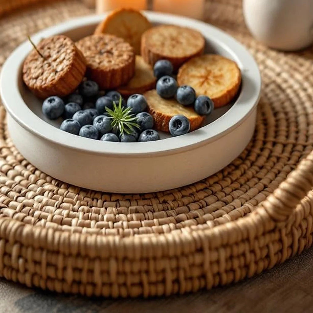 Rattan Serving Tray with Handles