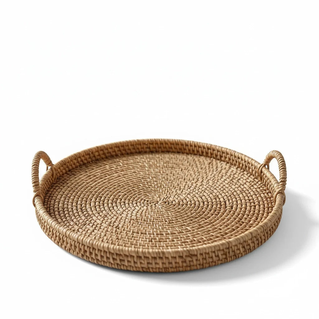 Rattan Serving Tray with Handles