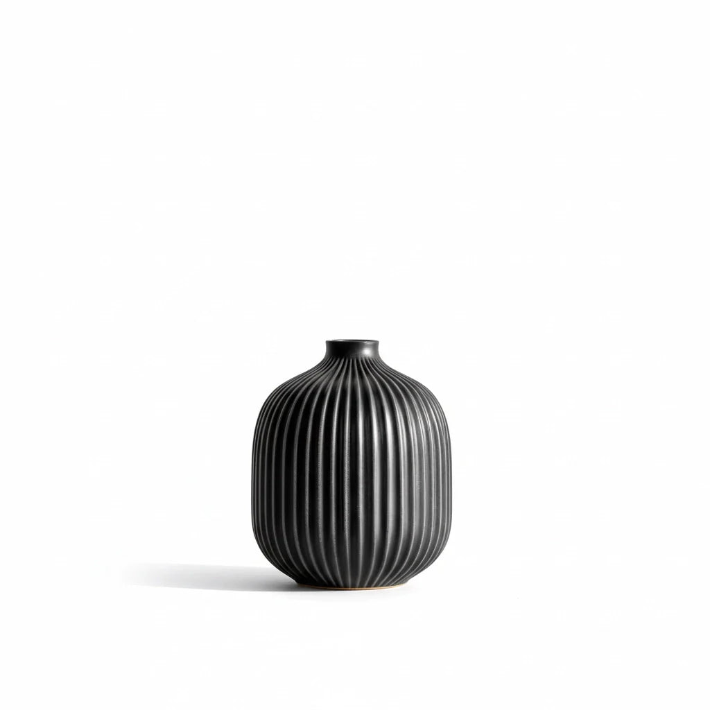 Ribbed Ceramic Bud Vase