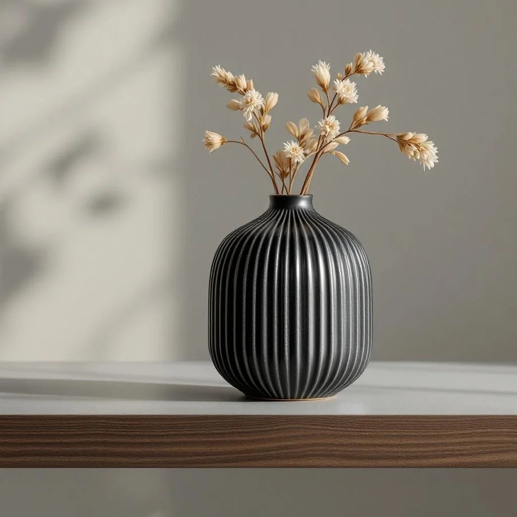 Ribbed Ceramic Bud Vase