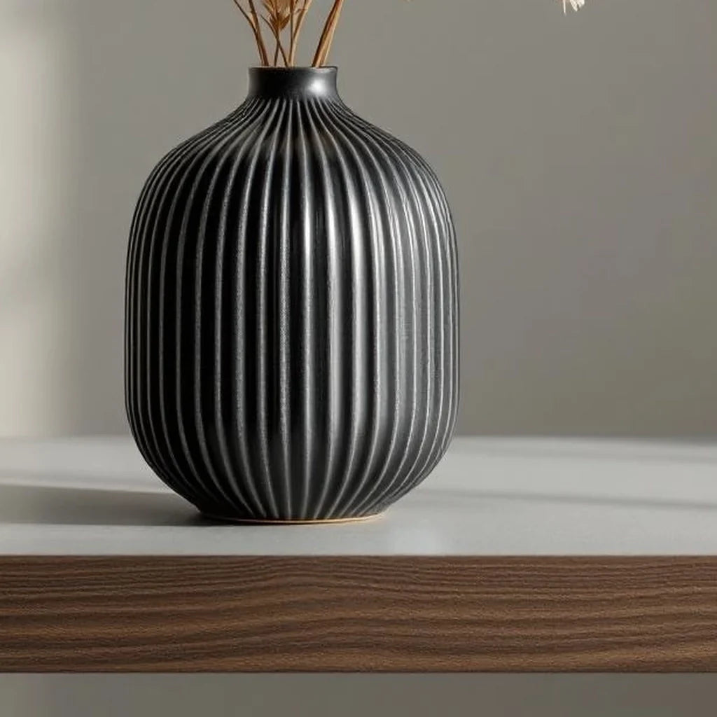 Ribbed Ceramic Bud Vase