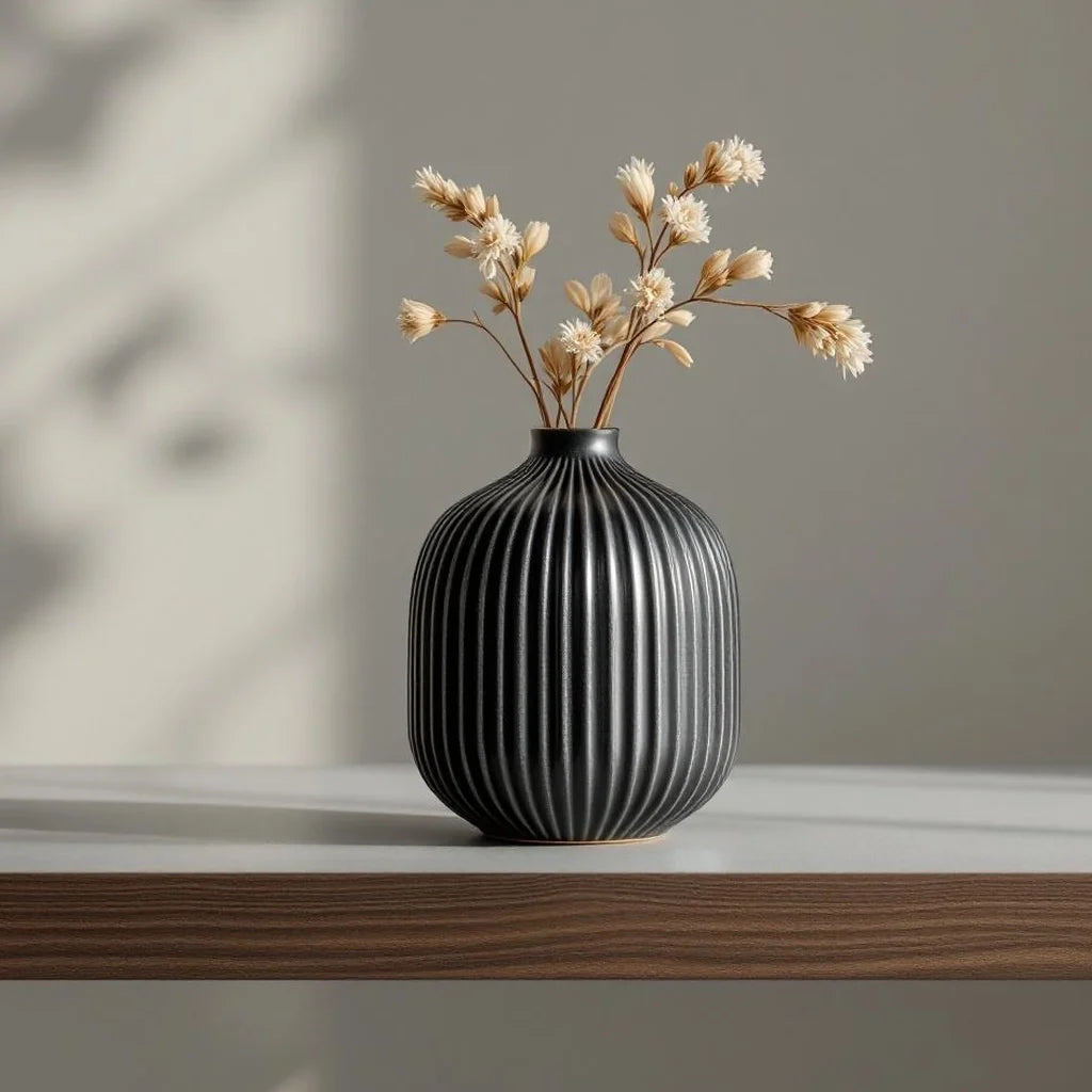 Ribbed Ceramic Bud Vase