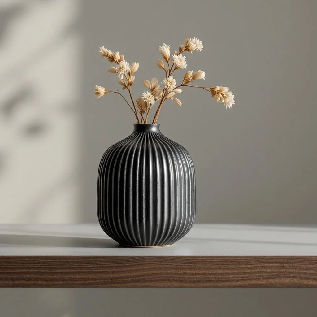 Ribbed Ceramic Bud Vase